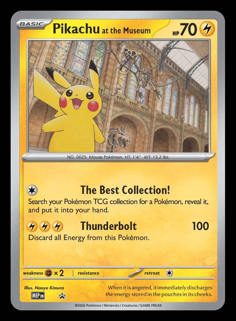 Pikachu at the Museum promo jumbo card